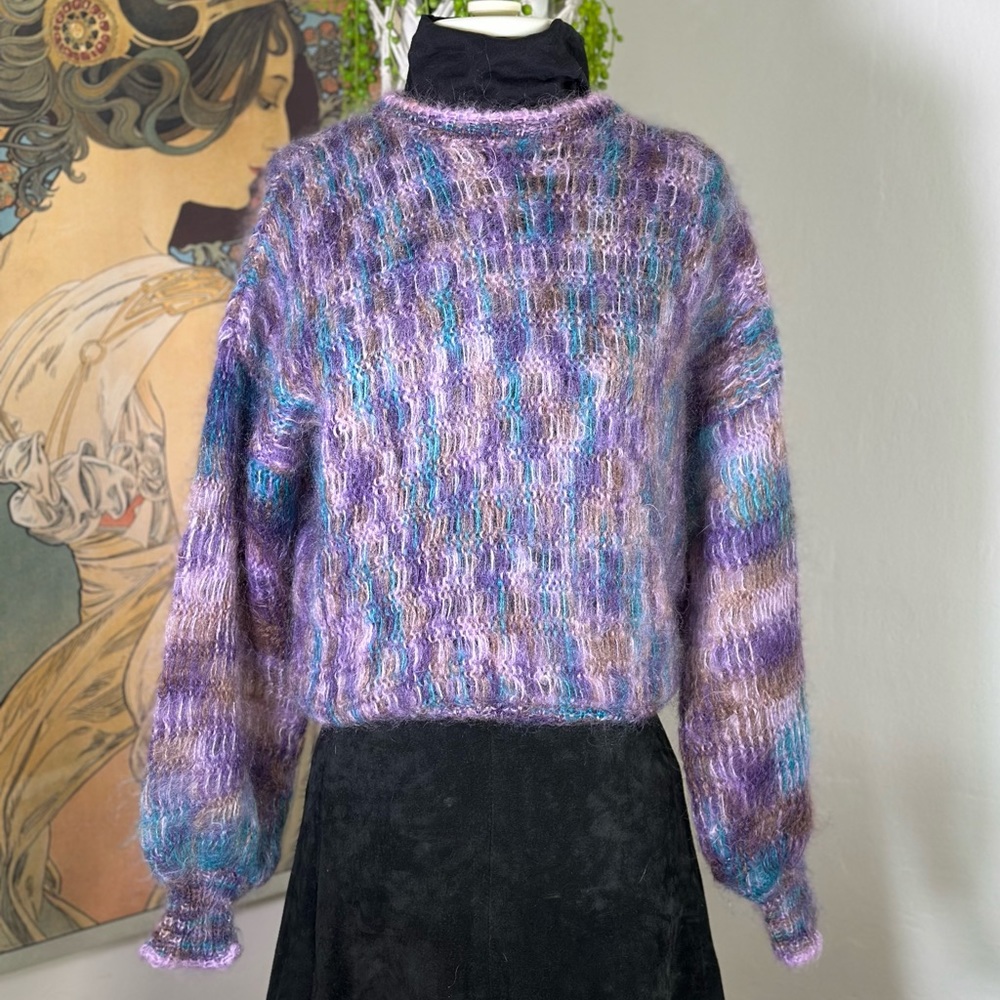Women’s Vintage Murray Brothers Mohair Purple‎ Green Brown Knit Crewneck Sweater